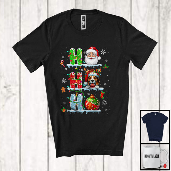 MacnyStore - 3Ho; Adorable Christmas Ornaments Santa Santa Beagle; Snowing X-mas Family Group T-Shirt