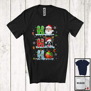 MacnyStore - 3Ho; Adorable Christmas Ornaments Santa Santa Border Collie; Snowing X-mas Family Group T-Shirt