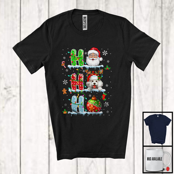 MacnyStore - 3Ho; Adorable Christmas Ornaments Santa Santa Poodle; Snowing X-mas Family Group T-Shirt