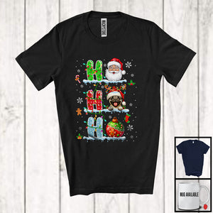 MacnyStore - 3Ho; Adorable Christmas Ornaments Santa Santa Pug; Snowing X-mas Family Group T-Shirt