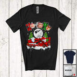 MacnyStore - 3Ho; Amazing Christmas Plaid Santa Driving Crane Truck Driver; X-mas Moon Tree Snowing T-Shirt