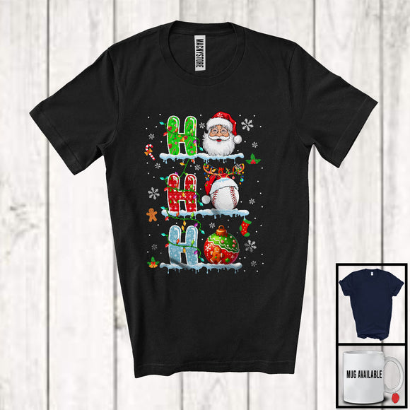 MacnyStore - 3Ho; Wonderful Christmas Ornaments Santa Santa Baseball Player; Snowing Sport X-mas Team T-Shirt