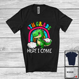 MacnyStore - 4th Grade Here I Come; Colorful Back To School T-Rex Rainbow; Girls Students Group T-Shirt