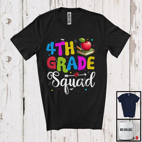 MacnyStore - 4th Grade Squad, Colorful Back To School Things Teacher Student, Matching Team Group T-Shirt