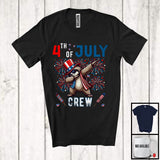 MacnyStore - 4th Of July Crew, Joyful Dabbing Sloth American Flag Proud, Patriotic Friends Family Group T-Shirt
