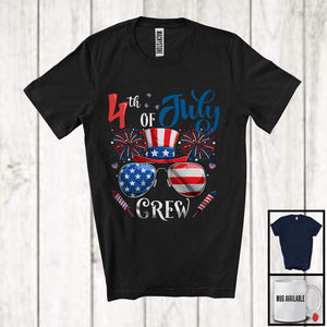MacnyStore - 4th Of July Crew, Proud Independence Day American Flag Sunglasses, Family Friends Patriotic T-Shirt