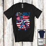 MacnyStore - 4th Of July Squad, Cheerful Unicorn Dabbing Lover, Vintage Retro American Flag Patriotic Group T-Shirt