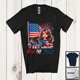 MacnyStore - 4th Of July, Adorable 4th Of July American Flag Girl, Fireworks Firecrackers Patriotic Group T-Shirt