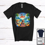 MacnyStore - 4th Of July, Adorable Summer Vacation Corgi On Beach Lover, Patriotic Family Group T-Shirt