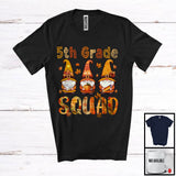 MacnyStore - 5th Grade Squad; Lovely Thanksgiving Plaid Three Gnomes Gnomies; Fall Leaves Teacher Group T-Shirt