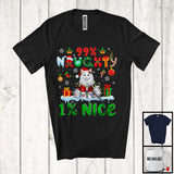 MacnyStore - 99% Naughty 1% Nice; Awesome Christmas Lights Santa Cat Lover; Family Snowing Around T-Shirt