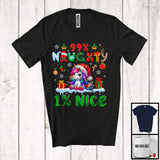 MacnyStore - 99% Naughty 1% Nice; Awesome Christmas Lights Santa Unicorn Lover; Family Snowing Around T-Shirt