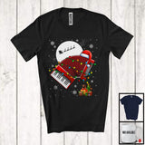 MacnyStore - Accordion Santa; Amusing Christmas Lights Snowing Santa Accordion Player; Musical Instruments T-Shirt