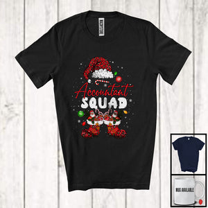 MacnyStore - Accountant Squad; Cheerful Christmas Leopard Santa Costume Snowing; Women Jobs Group T-Shirt