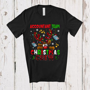 MacnyStore - Accountant Team Christmas Crew; Fantastic X-mas Red Plaid Reindeer Face; Proud Careers Jobs T-Shirt