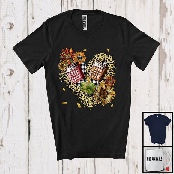 MacnyStore - Accountant, Lovely Leopard Heart Shape Sunflowers, Matching Accountant Team Group T-Shirt