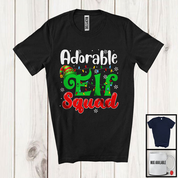 MacnyStore - Adorable Elf Squad; Merry Christmas Lights Snowing ELF Lover; X-mas Family Group T-Shirt