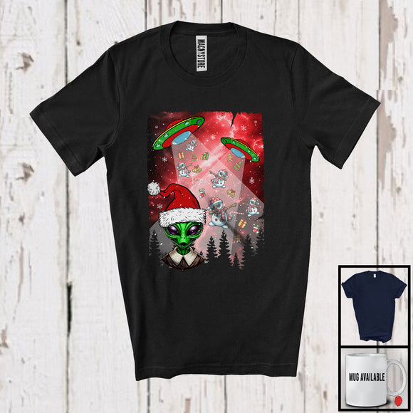 MacnyStore - Alien UFO Stolen Snowman; Humorous Christmas Santa Alien Space Planet; X-mas Family T-Shirt