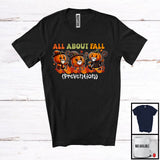 MacnyStore - All About Fall Prevention; Adorable Thanksgiving Three Pumpkin; Fall Autumn Leaves Family Group T-Shirt