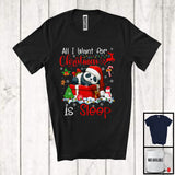 MacnyStore - All I Want For Christmas Is Sleep; Adorable X-mas Lights Santa Lazy Panda Snowing; Zoo Animal T-Shirt