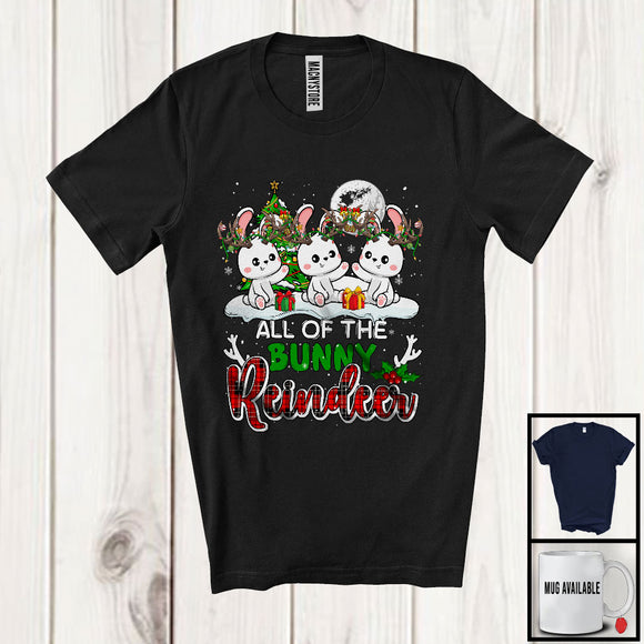 MacnyStore - All Of The Bunny Reindeer; Fantastic Christmas Tree Three Reindeer Animals; Snowing Family T-Shirt