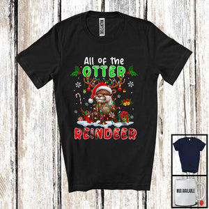 MacnyStore - All Of The Otter Reindeer; Humorous Christmas Otter Santa; X-mas Lights Animal T-Shirt