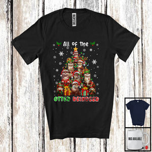 MacnyStore - All Of The Otter Reindeer; Humorous Christmas Tree Otter Santa ELF; X-mas Lights Animal T-Shirt