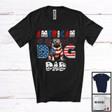 MacnyStore - American Dog Dad, Humorous 4th Of July American Flag Pug Owner, Fireworks Patriotic Family T-Shirt