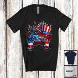 MacnyStore - American Flag Game Controller, Cheerful 4th of July Gamer Gaming, US Fireworks Patriotic T-Shirt