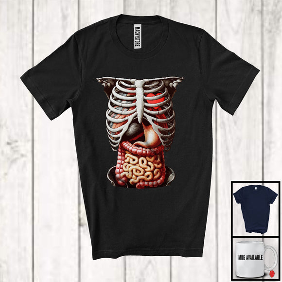 MacnyStore - Anatomy Skeleton Rib And Intestine Cosplay; Scary Halloween Costume Human; Family Group T-Shirt