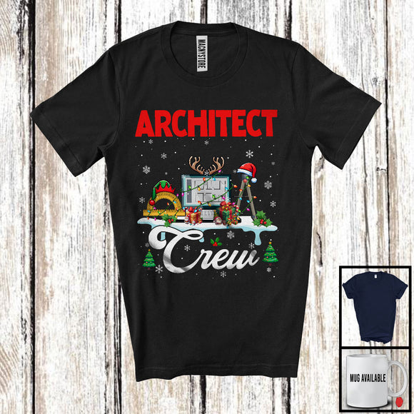 MacnyStore - Architect Crew; Cheerful Christmas Three Santa Elf Reindeer Jobs Tools; Proud Careers T-Shirt