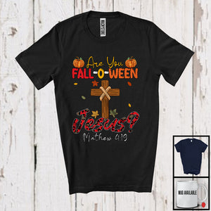 MacnyStore - Are You Fall-o-ween Jesus; Awesome Halloween Costume Leopard Fall Leaves Cross; Family T-Shirt