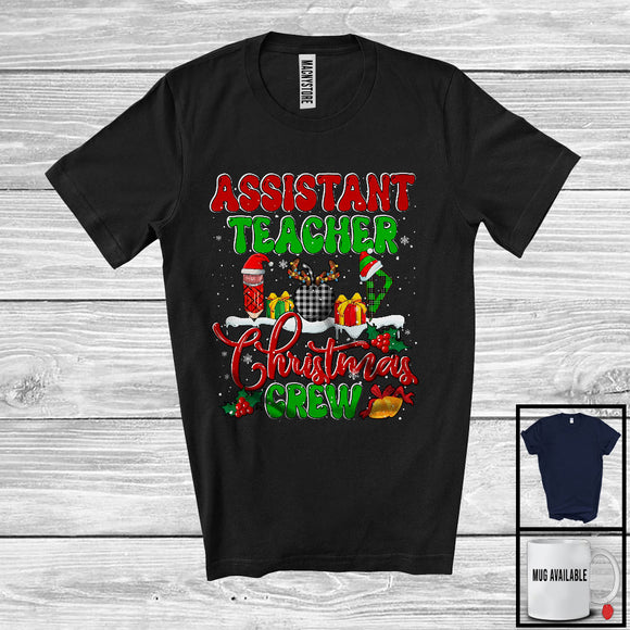 MacnyStore - Assistant Teacher Christmas Crew; Awesome Christmas Plaid Assistant Teacher; Snowing Jobs T-Shirt