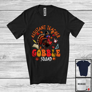 MacnyStore - Assistant Teacher Gobble Squad; Humorous Thanksgiving Turkey Fall Leaves; Jobs Careers Group T-Shirt