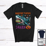 MacnyStore - Assistant Teacher Shark, Scary Halloween Costume Pumpkin Zombie Shark, Proud Careers Group T-Shirt