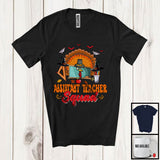 MacnyStore - Assistant Teacher Squad; Amazing Thanksgiving Halloween Witch Turkey; Careers Jobs Group T-Shirt