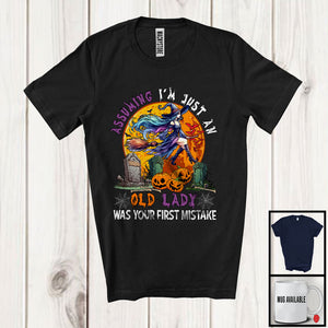 MacnyStore - Assuming I'm Just An Old Lady Was Your First Mistake; Scary Halloween Moon Witch Lover T-Shirt