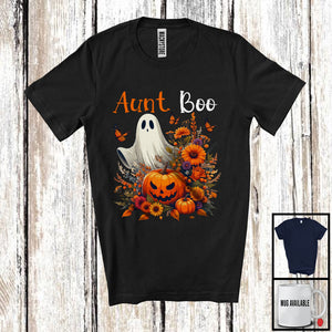 MacnyStore - Aunt Boo, Awesome Halloween Boo Ghost Pumpkins Flowers Lover, Matching Family Group T-Shirt