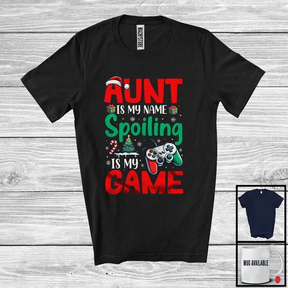 MacnyStore - Aunt Is My Name Spoiling Is My Game, Humorous Christmas Santa Gaming, Gamer Family T-Shirt