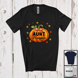 MacnyStore - Aunt Pumpkin; Awesome Thanksgiving Pumpkin Lover Family Group; Fall Autumn Leaves T-Shirt