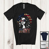 MacnyStore - Aunt, Amazing 4th Of July American Flag Sunglasses Girl, Sunflower Patriotic Family Group T-Shirt