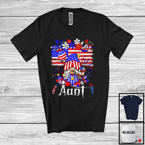 MacnyStore - Aunt, Awesome 4th Of July American Flag Gnome, Independence Day Flowers Patriotic Group T-Shirt