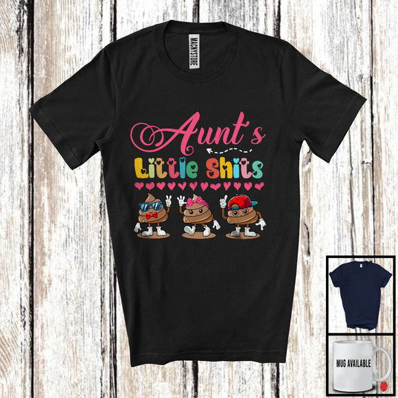 MacnyStore - Aunt's Little Shits, Humorous Mother's Day Son Daughter, Hearts Matching Family Group T-Shirt