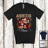 MacnyStore - Auntie Claus; Lovely Christmas Leopard Plaid Reindeer Lover; X-mas Snowing Family Group T-Shirt