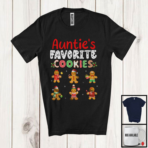 MacnyStore - Auntie's Favorite Cookies; Adorable Christmas Six Gingerbreads; X-mas Pajamas Family Group T-Shirt