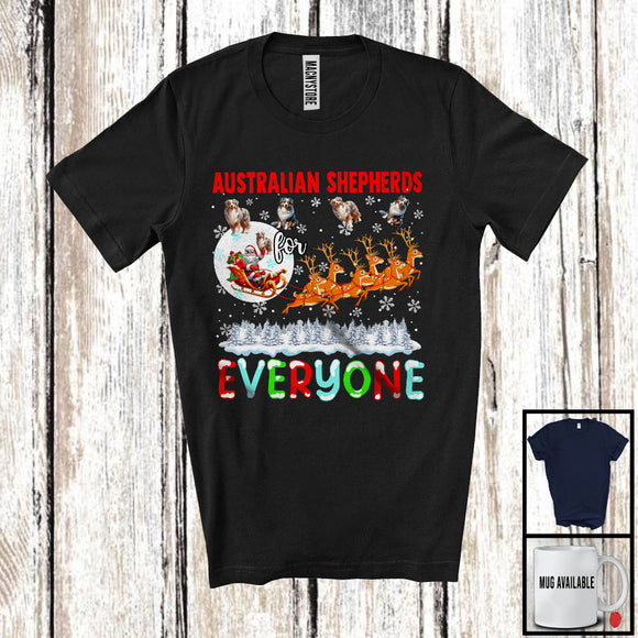 MacnyStore - Australian Shepherds For Everyone; Fantastic Christmas Santa Sleigh; X-mas Snowing Family T-Shirt