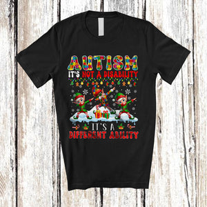 MacnyStore - Autism Not A Disability It's A Different Ability; Lovely Christmas Autistic Elf Dabbing; Family T-Shirt