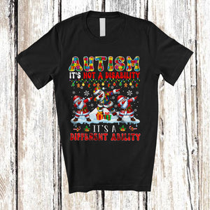 MacnyStore - Autism Not A Disability It's A Different Ability; Lovely Christmas Autistic Santa Dabbing; Family T-Shirt