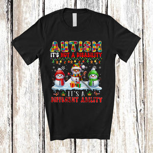 MacnyStore - Autism Not A Disability It's A Different Ability; Lovely Christmas Autistic Snowman; Family T-Shirt