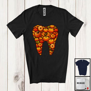 MacnyStore - Autumn Pumpkin In Tooth Shape; Wonderful Thanksgiving Fall Leaves; Dental Dentist Squad T-Shirt